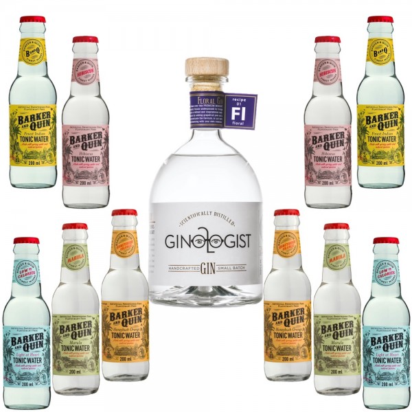Ginologist Floral Gin Probierpaket mit 5 Sorten / 10 Flaschen Barker and Quin Tonic Water